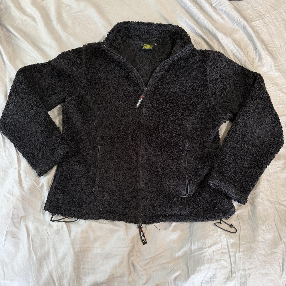Cabela's Polartec Jacket Mens L Black Full Zip Fleece Thermal Outdoor Hiking